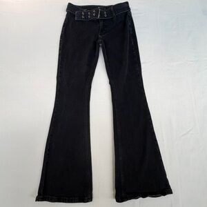 ASOS Design Black Flare Jeans with Grommet Belt 100% Cotton Size 28/32 Y2K